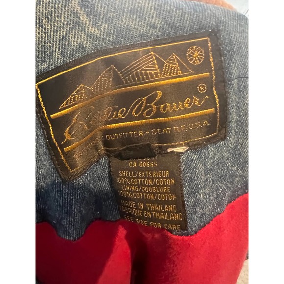 Vtg Eddie Bauer Denim Barn Chore Coat Women Trucker Jacket M Corduroy Collar - Picture 4 of 4